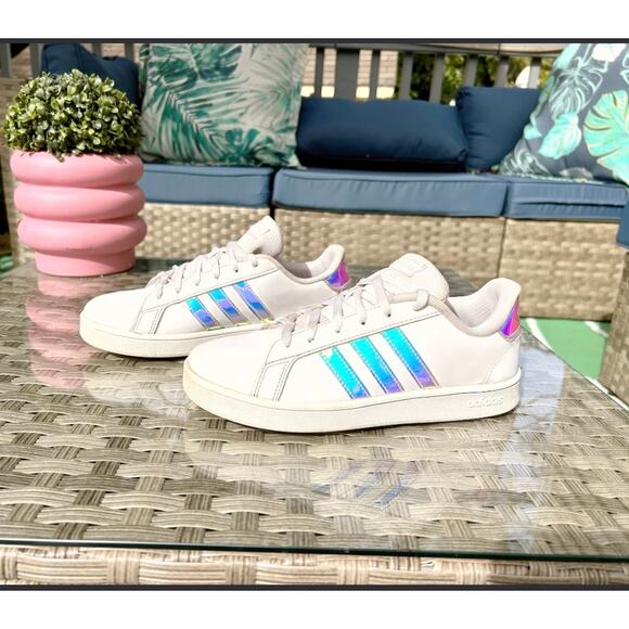 adidas Other - Adidas Grand Court Holographic Stripe Sneakers – White Iridescent – Kids 5Y